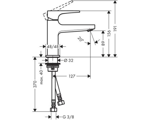 Смеситель для раковины Hansgrohe Metropol 100, Push-Open, 74500000