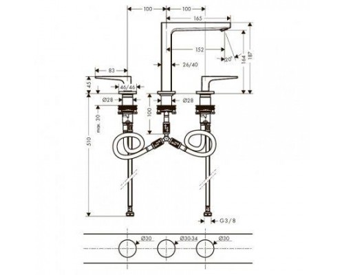 Смеситель для раковины Hansgrohe Metropol 160, Push-Open, 74515000