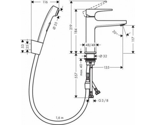 Смеситель с гигиеническим душем Hansgrohe Metropol, 74522000