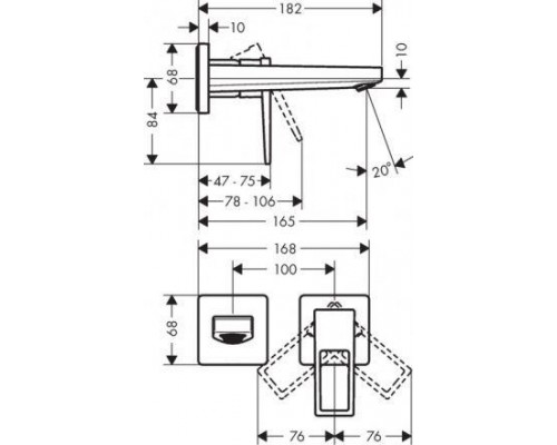Смеситель для раковины Hansgrohe Metropol, на стену, 74525000