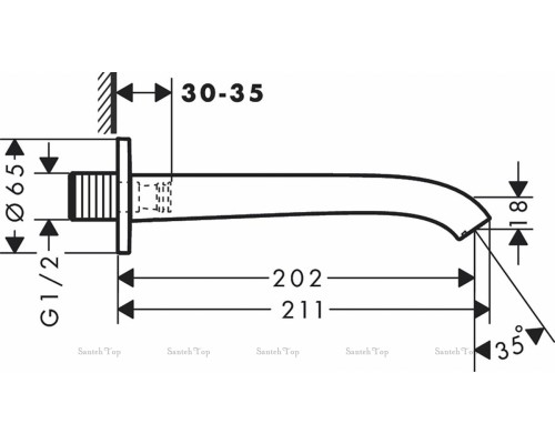 Излив на ванну Hansgrohe Vivenis, хром, 75410000