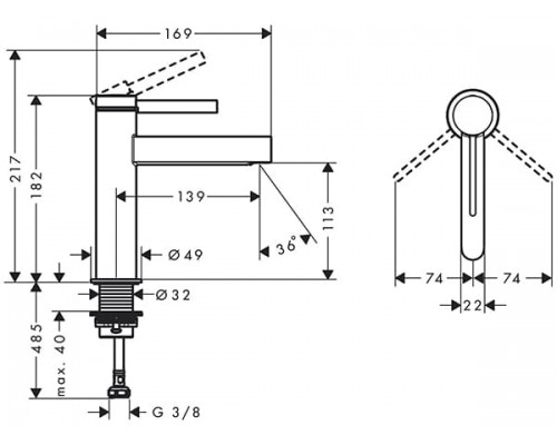 Смеситель для раковины Hansgrohe Finoris 110, с клапаном Push-Open, хром, 76023000