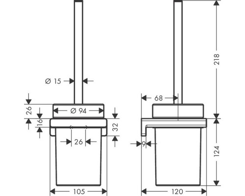 Ершик настенный Hansgrohe AddStoris, 41752000 хром, стекло