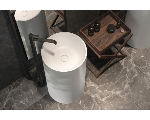 Умывальник напольный без перелива Holbi Andromeda 440*440*840 белый глянец (c образца)