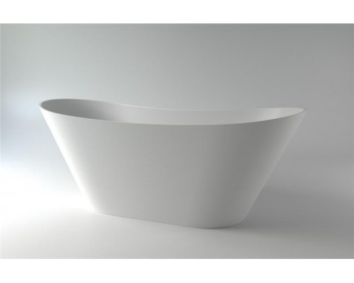 Ванна каменная из каменной массы Solid Surface Holbi Afina 161x66, Матовая, Черный логотип, цвет Белый