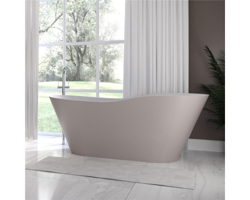 Ванна каменная из каменной массы Solid Surface Holbi Afrodita 161x68, матовая, черный логотип, цвет белый