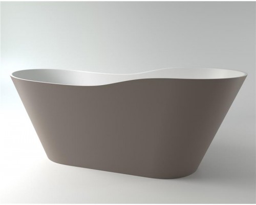 Ванна каменная из каменной массы Solid Surface Holbi Afrodita 161x68, матовая, черный логотип, цвет белый