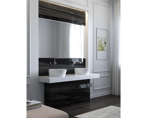 Раковина Holbi Almatea 43x43, из Solid Surface, Матовая, Черный логотип, цвет Белый