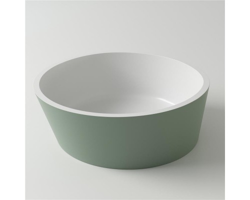 Раковина Holbi Almatea 43x43, из Solid Surface, Матовая, Черный логотип, цвет Белый