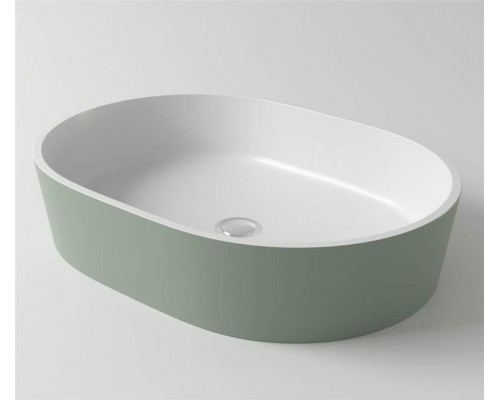 Раковина Holbi Ariel 55x40, из Solid Surface, Матовая, Черный логотип, цвет Белый с выпуском