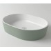 Раковина Holbi Ariel 55x40, из Solid Surface, Матовая, Черный логотип, цвет Белый с выпуском