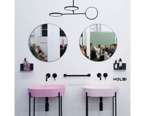 Раковина Holbi Ariel 55x40, из Solid Surface, Матовая, Черный логотип, цвет Белый с выпуском