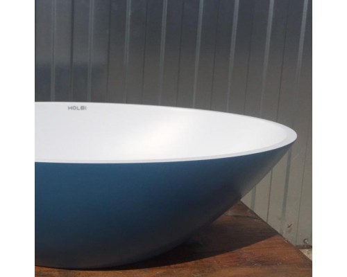 Раковина Holbi Dione 60x36, из Solid Surface, Матовая, Черный логотип, цвет Белый