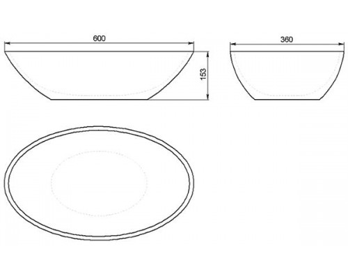 Раковина Holbi Dione 60x36, из Solid Surface, Матовая, Черный логотип, цвет Белый
