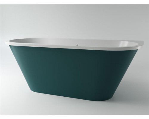 Ванна отдельностоящая каменная из каменной массы Solid Surface Holbi Galatea 170x77, матовая, черный логотип, цвет белый