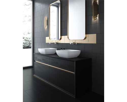 Раковина Holbi Jupiter 44x44, из Solid Surface, Матовая, Черный логотип, цвет Белый