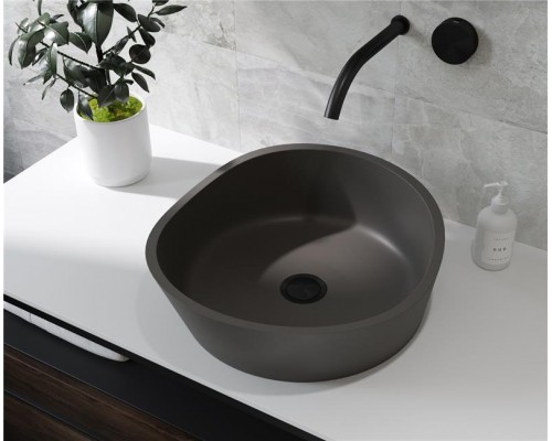 Раковина Holbi Mars 42x41, из Solid Surface, Матовая, Черный логотип, цвет Белый