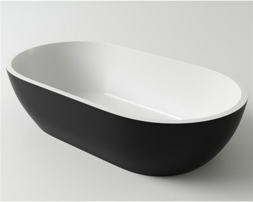 Раковина Holbi Mercury 64x35, из Solid Surface, Матовая, Черный логотип, цвет Белый