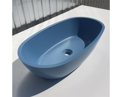 Раковина Holbi Mercury 64x35, из Solid Surface, Матовая, Черный логотип, цвет Белый