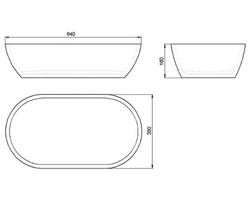 Раковина Holbi Mercury 64x35, из Solid Surface, Матовая, Черный логотип, цвет Белый