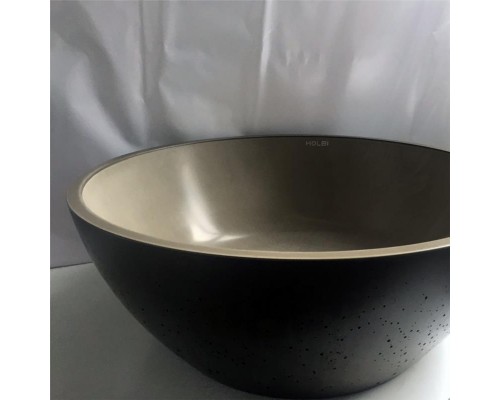 Раковина Holbi Moon 44x44, из Solid Surface, Матовая, Черный логотип, цвет Белый