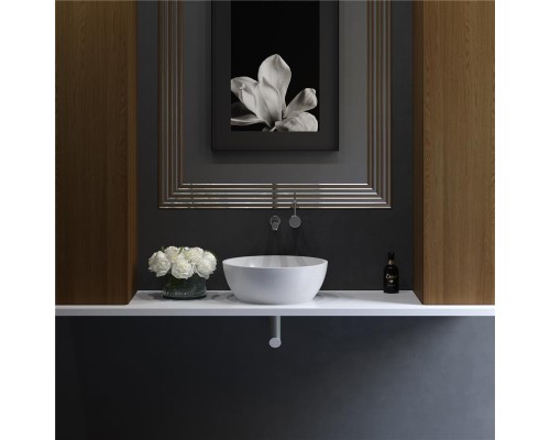 Раковина Holbi Moon 44x44, из Solid Surface, Матовая, Черный логотип, цвет Белый