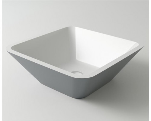 Раковина Holbi Saturn 43x43, из Solid Surface, Матовая, Черный логотип, цвет Белый