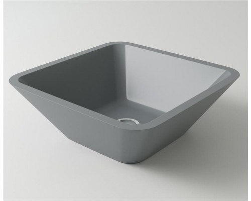 Раковина Holbi Saturn 43x43, из Solid Surface, Матовая, Черный логотип, цвет Белый