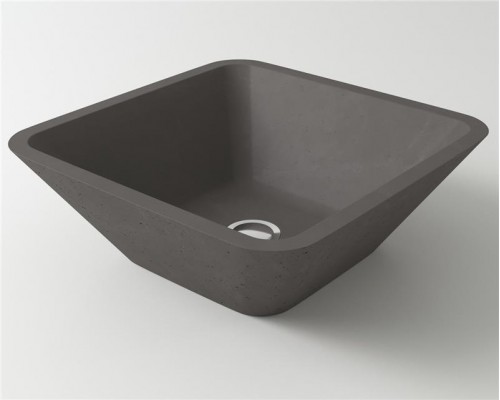 Раковина Holbi Saturn 43x43, из Solid Surface, Матовая, Черный логотип, цвет Белый
