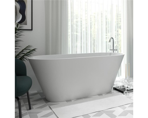 Ванна из каменной массы Solid Surface, отдельностоящая Holbi Selena 161х68 см белая полированная