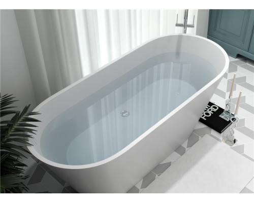 Ванна из каменной массы Solid Surface, отдельностоящая Holbi Selena 161х68 см белая полированная