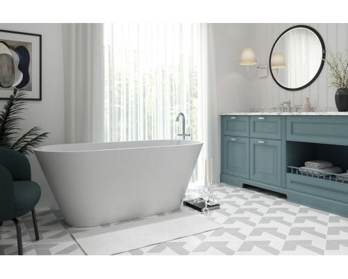 Ванна из каменной массы Solid Surface, отдельностоящая Holbi Selena 161х68 см белая полированная