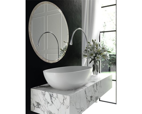 Раковина Holbi Tefia 64x35, из Solid Surface, Матовая, Черный логотип, цвет Белый
