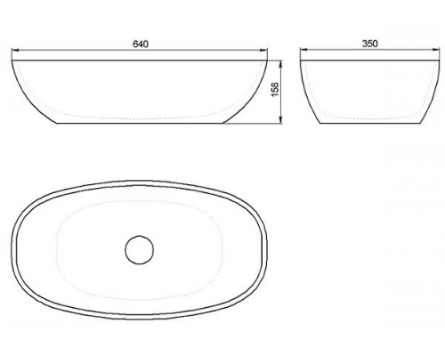 Раковина Holbi Tefia 64x35, из Solid Surface, Матовая, Черный логотип, цвет Белый