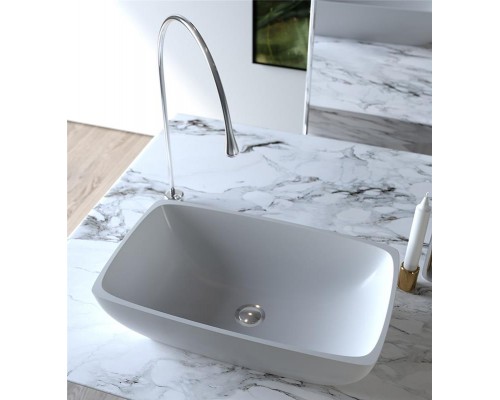 Раковина Holbi Titan 60x36, из Solid Surface, Матовая, Черный логотип, цвет Белый