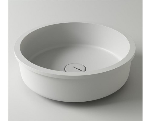 Раковина Holbi Uran 41x41, из Solid Surface, Матовая, Черный логотип, цвет Белый