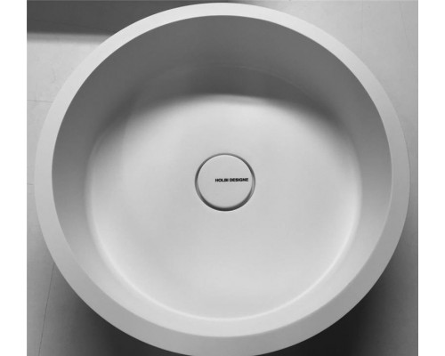Раковина Holbi Uran 41x41, из Solid Surface, Матовая, Черный логотип, цвет Белый