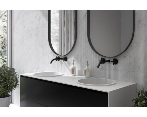 Раковина Holbi Uran 41x41, из Solid Surface, Матовая, Черный логотип, цвет Белый