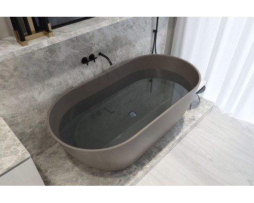 Ванна из каменной массы Solid Surface Holbi Venus 170х80 см матовая цвет бетон