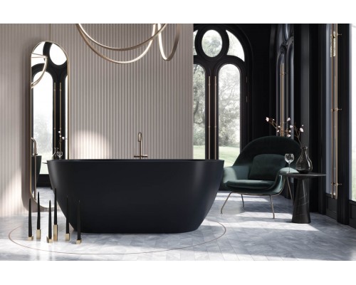 Ванна из каменной массы Solid Surface Holbi Venus 170х80 см матовая черная