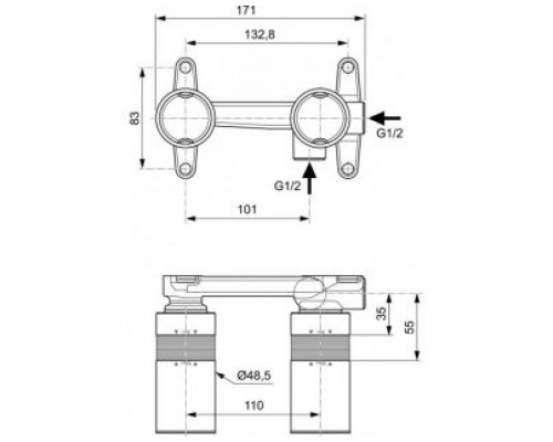 Скрытая часть смесителя Ideal Standard A1313NU