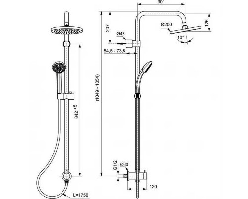 Душевая стойка Ideal Standard Ideal Duo A5689AA