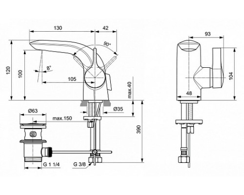 Смеситель Ideal Standard Melange Piccolo для раковины, хром, A6117AA
