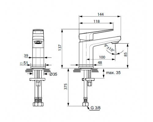 Смеситель Ideal Standard Tonic II Piccolo для раковины, хром, A6331AA