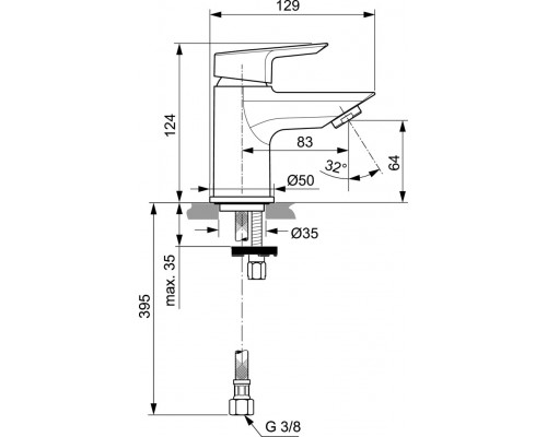 Смеситель Ideal Standard Tesi Piccolo для раковины, хром, A6568AA