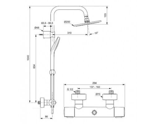 Душевая система Ideal Standard Idealrain Soft Evo A6983AA