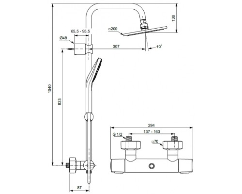 Душевая система Ideal Standard Idealrain Luxe Cube Evo A6985AA