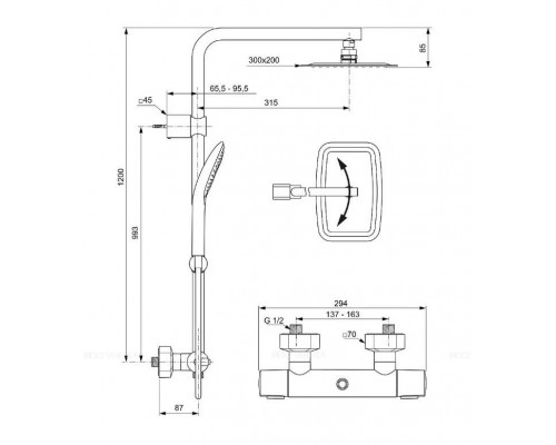 Душевая система Ideal Standard Idealrain Luxe Cube Evo Jet A6986AA