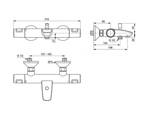 Термостат Ideal Standard Ceratherm T25 A7206AA для ванны с душем
