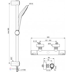 Душевая система Ideal Standard Ceratherm T50 термостатическая с душевым гарнитуром